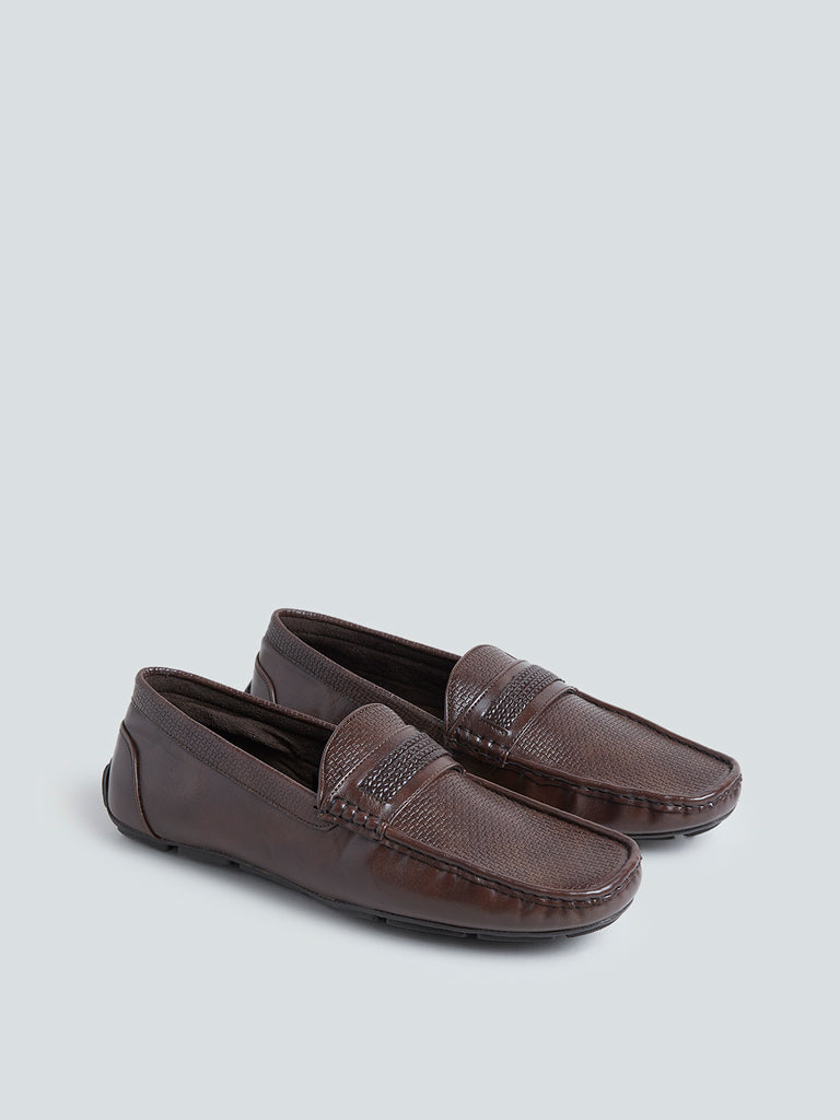 SOLEPLAY Brown Textured Loafers